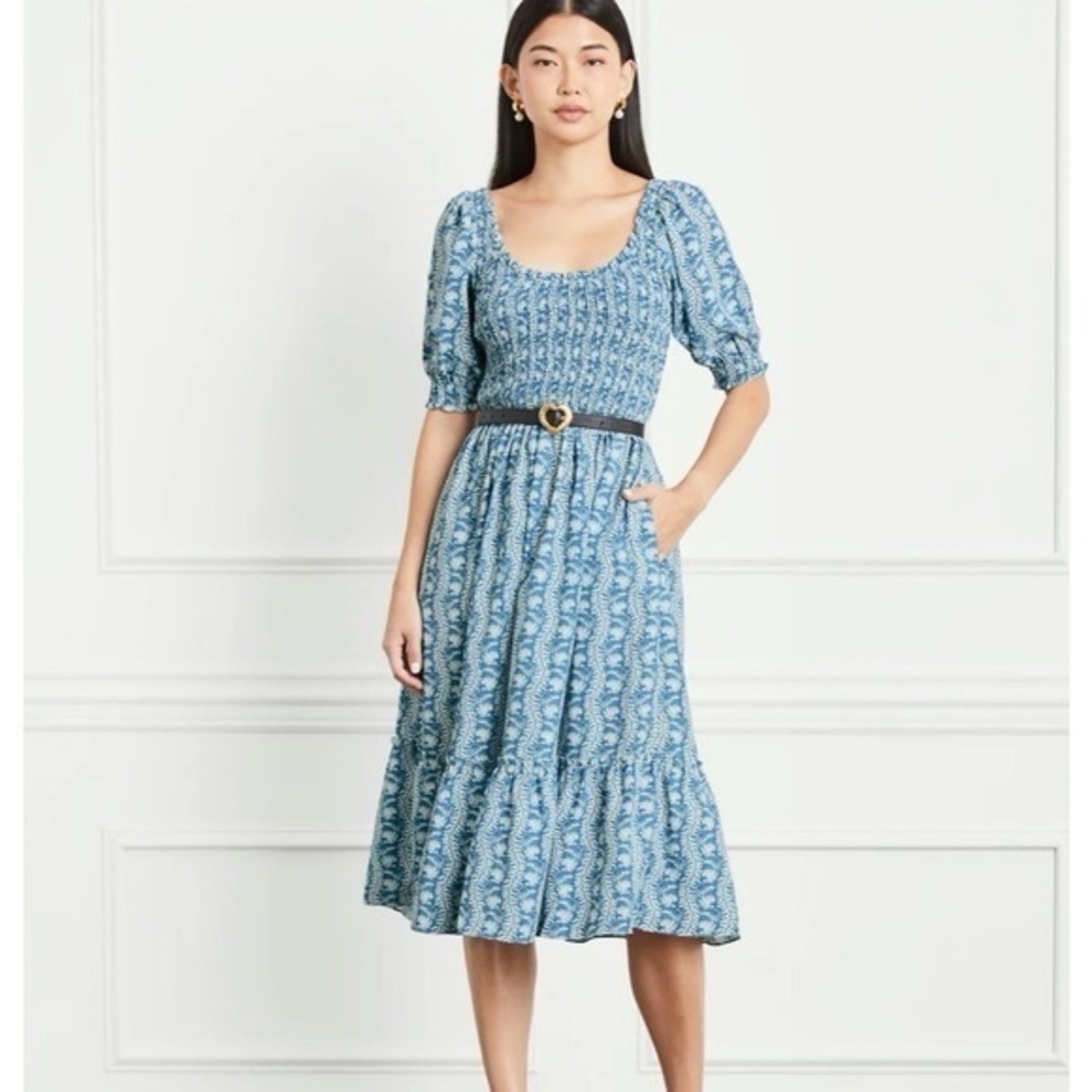 Hill House Women’s Midi Dress in Blue and White Floral Print - Picture 2 of 11